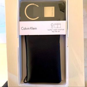 NWT. Calvin Klein leather wallet & keychain